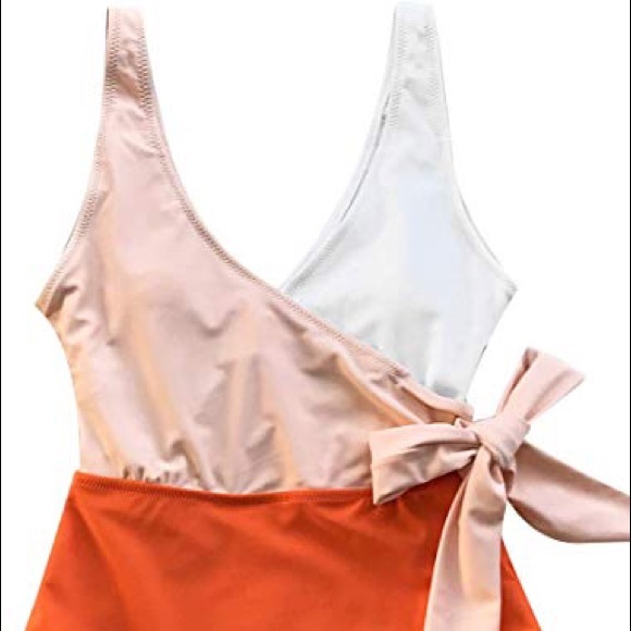 Cupshe Other - Cupshe Color Block  Bowknot Bathing Suit Sz L NWT
